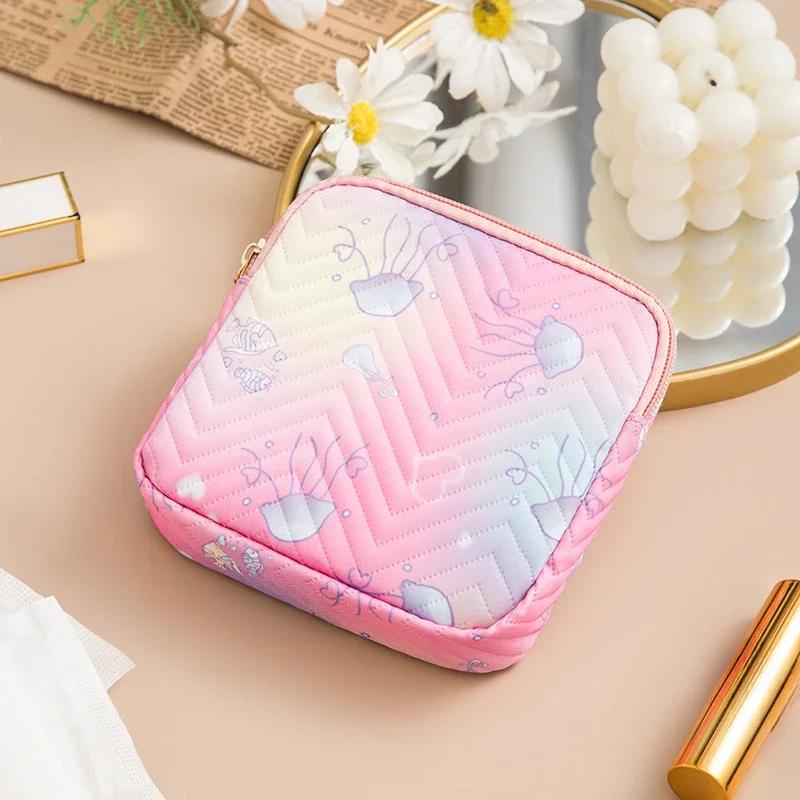 Fashion Women's Small Cosmetic Bag Travel Mini Sanitary Napkin Storage Bag Coin Money Card Lipstick Storage Bag Wallet Makeup