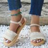Fashion 2025 Women's Fashion tassel Shoes Laces are non slip Sandals Comfortable flat sandals Soft soled Hemp rope grass woven slippers
