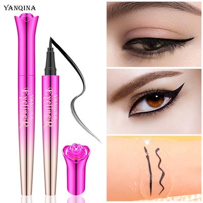 YANQINA Αδιάβροχο Eyeliner Ανθεκτικό στον Ιδρώτα Ψυχρό Μαύρο Γρήγορου Στεγνώματος και Δεν Σουρώνει Rose Scepter Υγρό Eyeliner