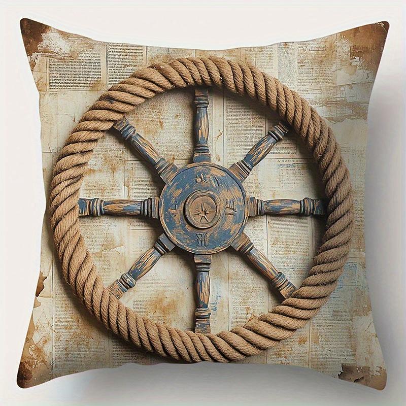 Vintage Nautical Pillow Covers Ship Wheel Anchor Lighthouse Pattern Cushion Covers For Sofa Living Room Bedroom Home Decor