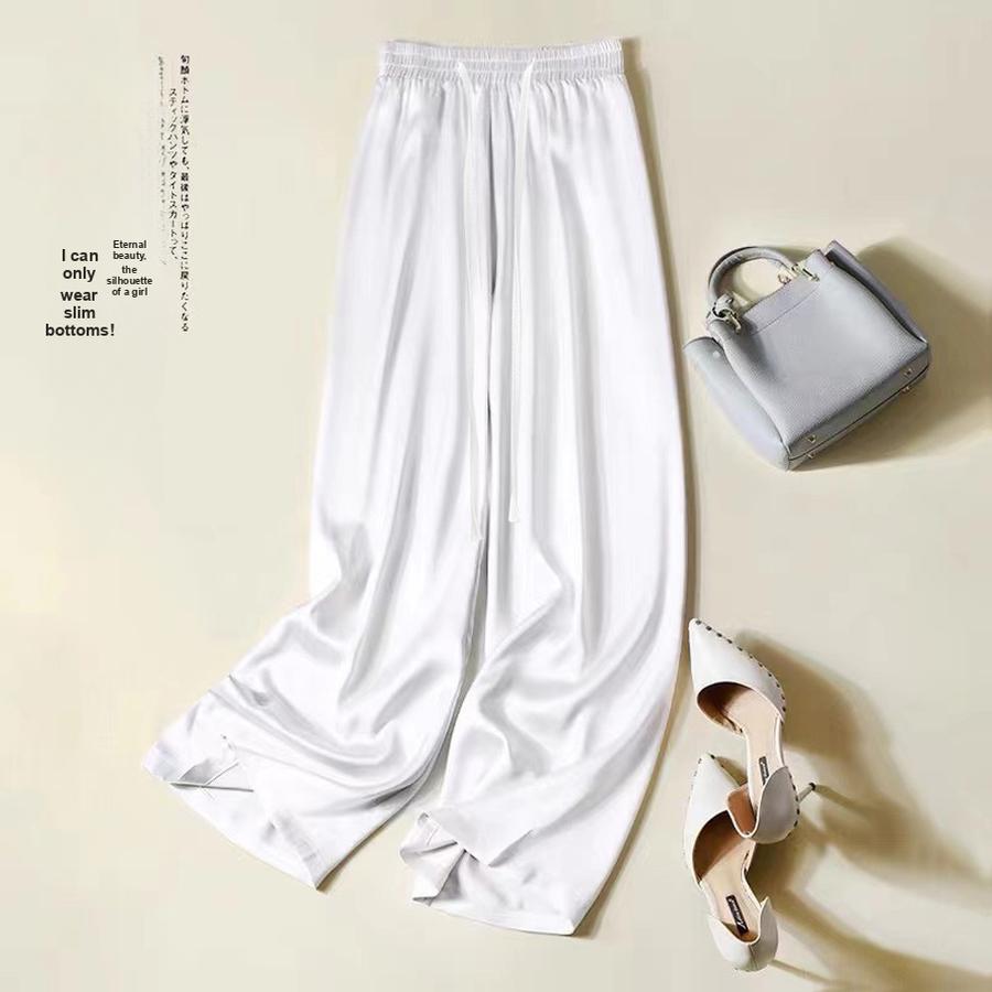 Calças de Cetim Glamorous Vixen Pernas Largas Femininas Verão Novo Cintura Alta Soltas Fluídas Maxi