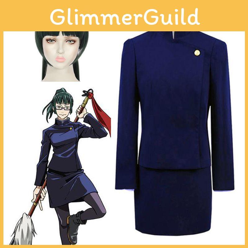 Jujutsu Kaisen Cosplay Costume Zenin Maki In Green Wig Halloween Uniform Women
