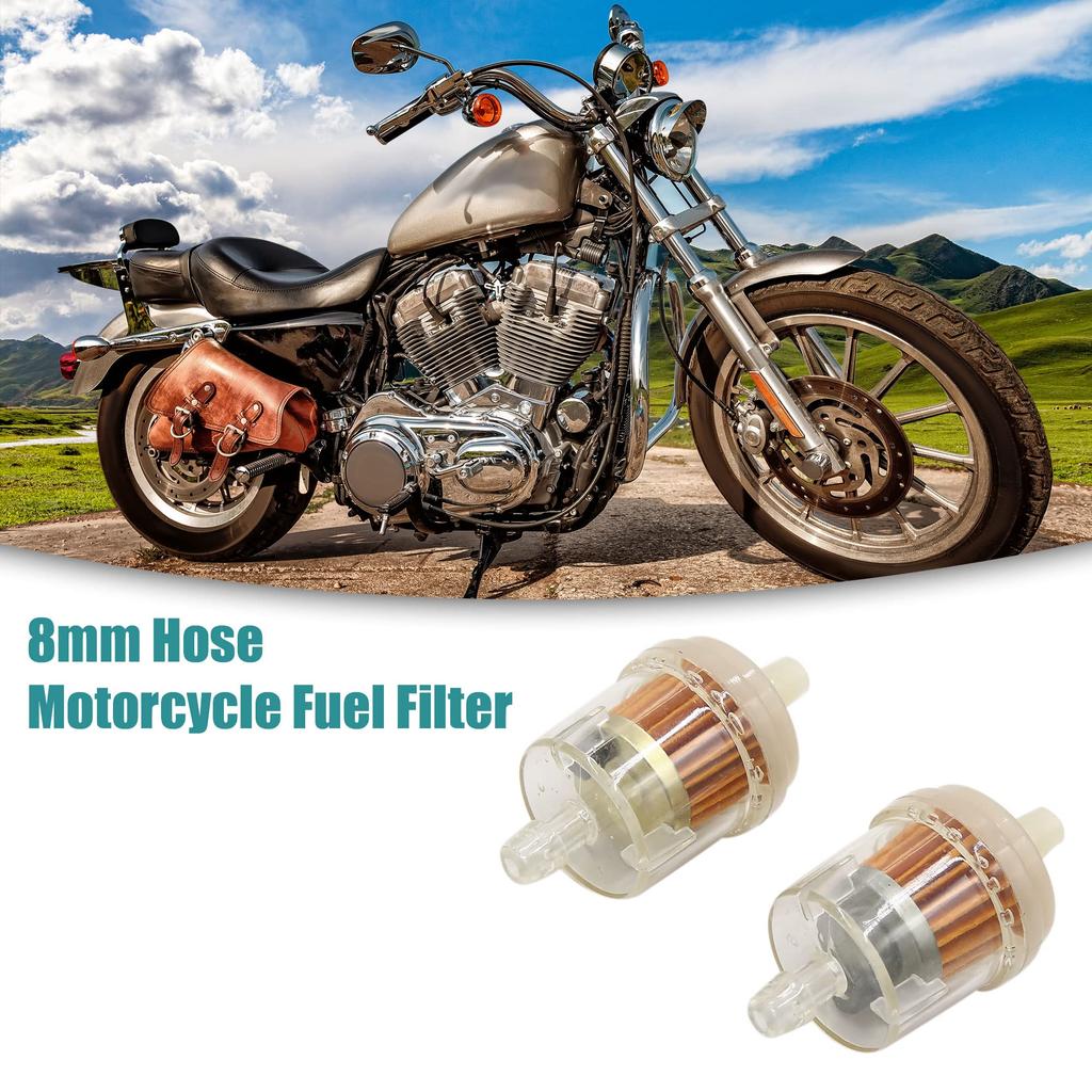 ACROPIX Magnetic Motorcycle Gasoline Inline Diesel Fuel Filter 8mm Diameter Hose Universal Clear 2pcs