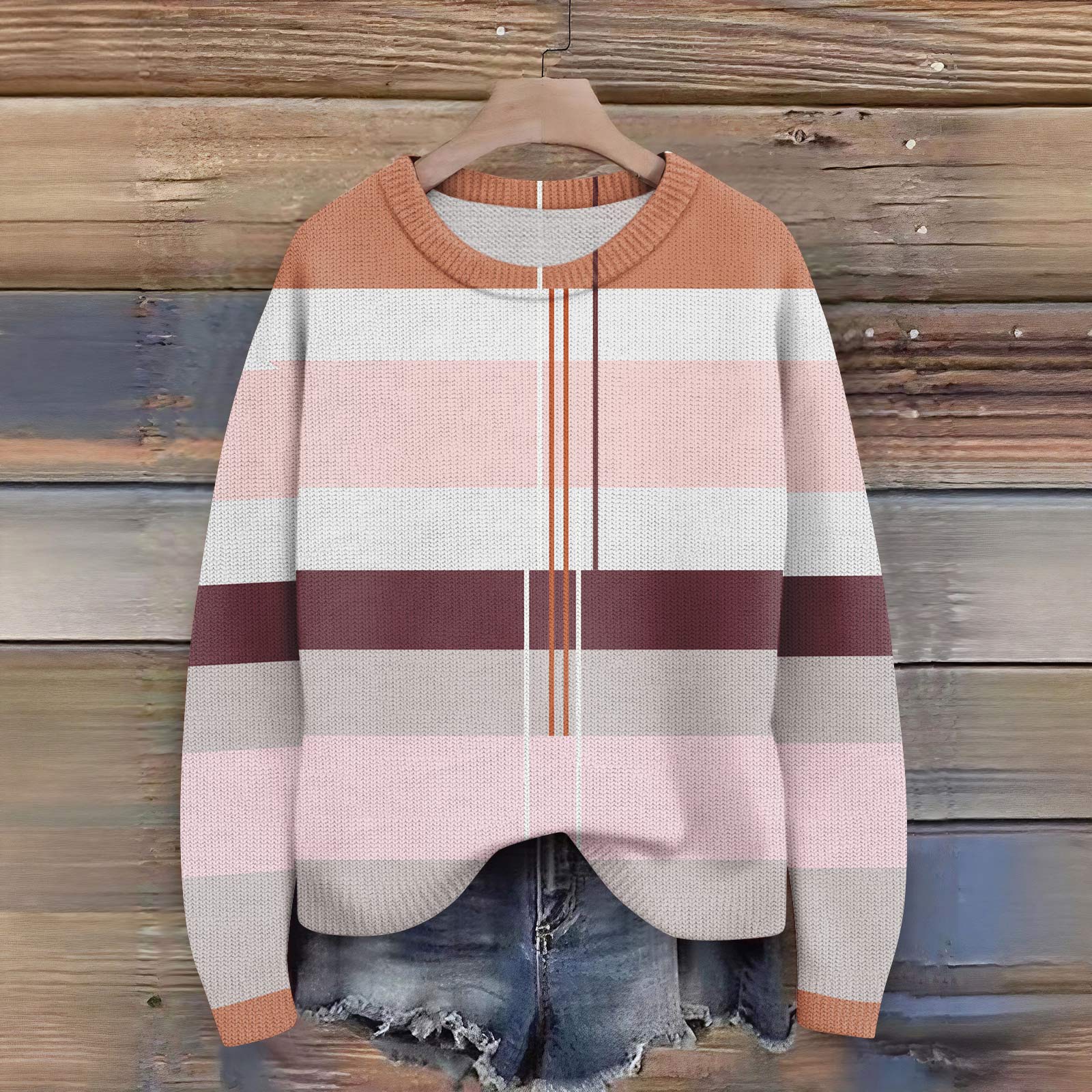 

Пуловеры с длинным рукавом для женщин, с круглым вырезом, повседневные, милые, с принтом, вязаные, оверсайз M