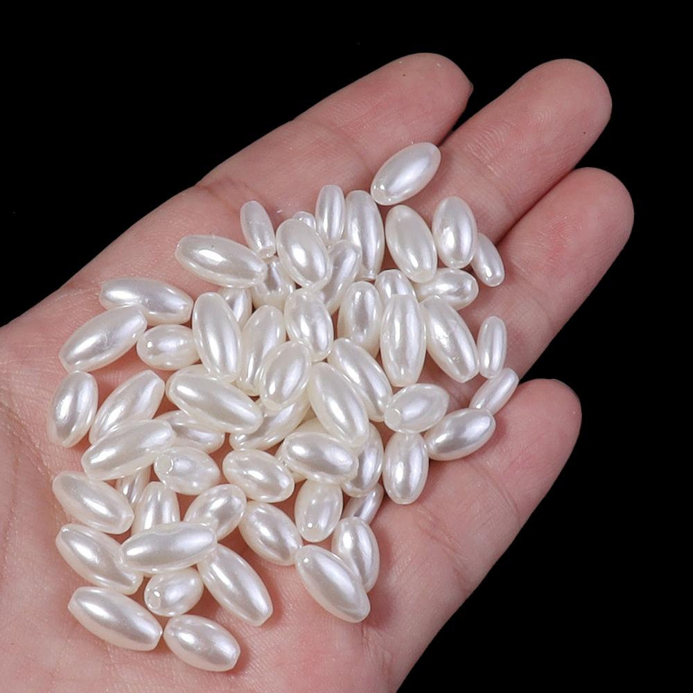 200-500pcs Beige Imitation Pearl Beads Oval Rice Beads Loose Spacer Beads For Jewelry Making DIY Bracelet Necklace Accessories