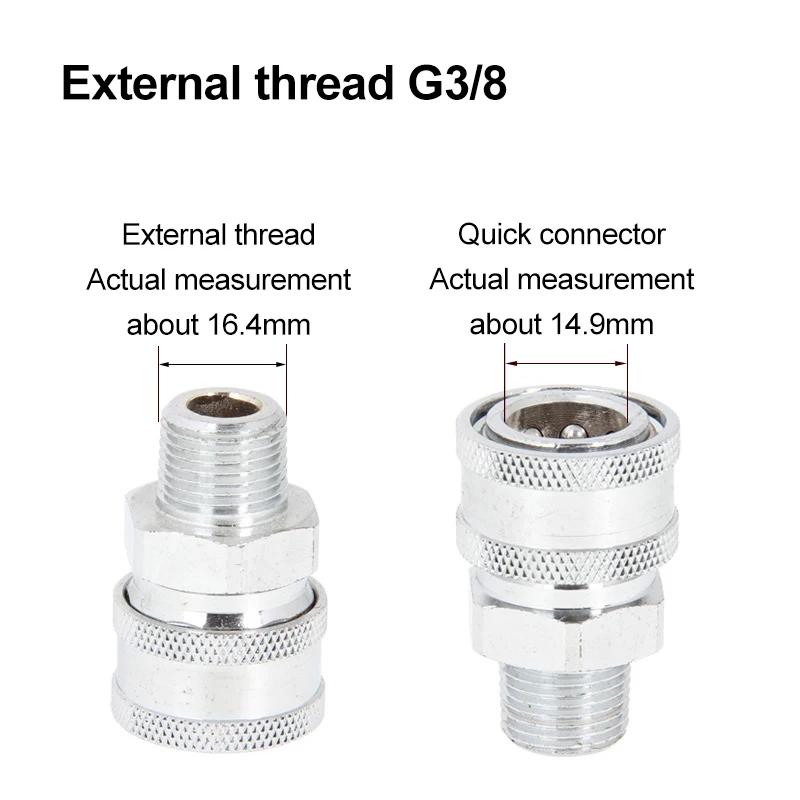 Stainless Steel G3/8 Pipe G1/2 High-pressure Water Gun Quick Connector