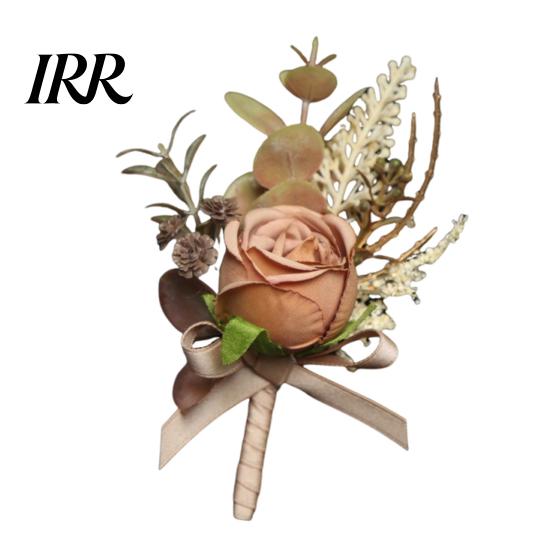 Durable Flower Pin Rose Bud Wedding Set, Wrist Corsage for Bride Bridesmaid High Simulation & Boutonniere Groom Groomsman, Artificial Silk Floral
