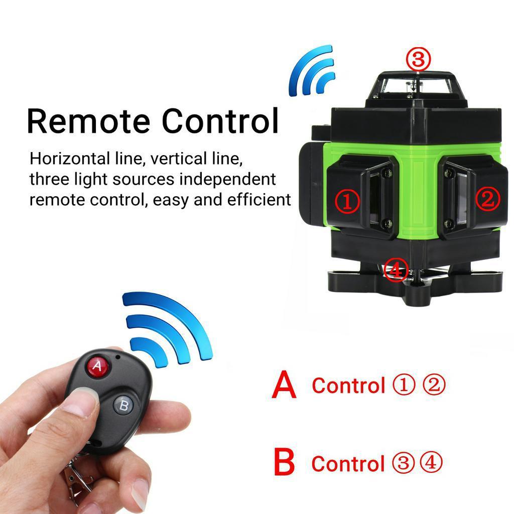 4D 360° 16 Line Laser Level Measure LED Power Display Easy To Carry with The Case Green New Laser Level