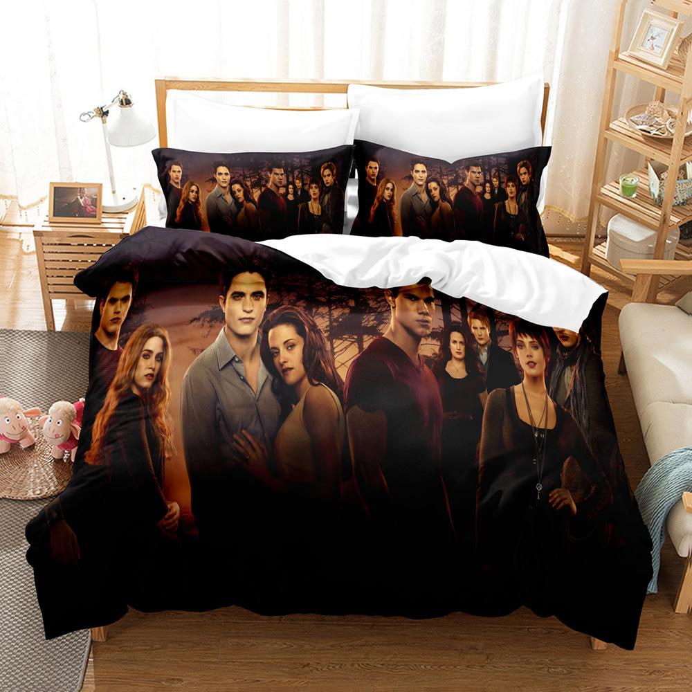 Twilight 3D Printing Three-Piece Digital Quilt Cover Home Textile Sheet Kit Active Printing And Dyeing