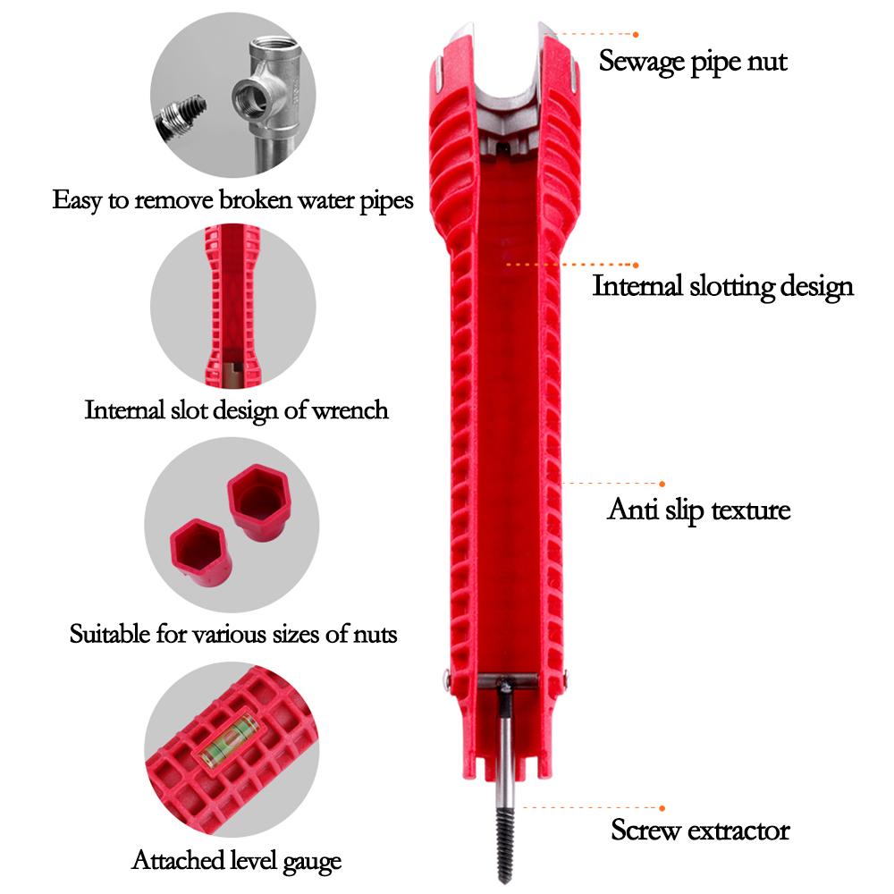 

Трехголовочный красный ключ для мойки 8-в-1 для снятия шурупов с водонагревателя, торцевой ключ для водопроводной трубы, набор ручных инструментов