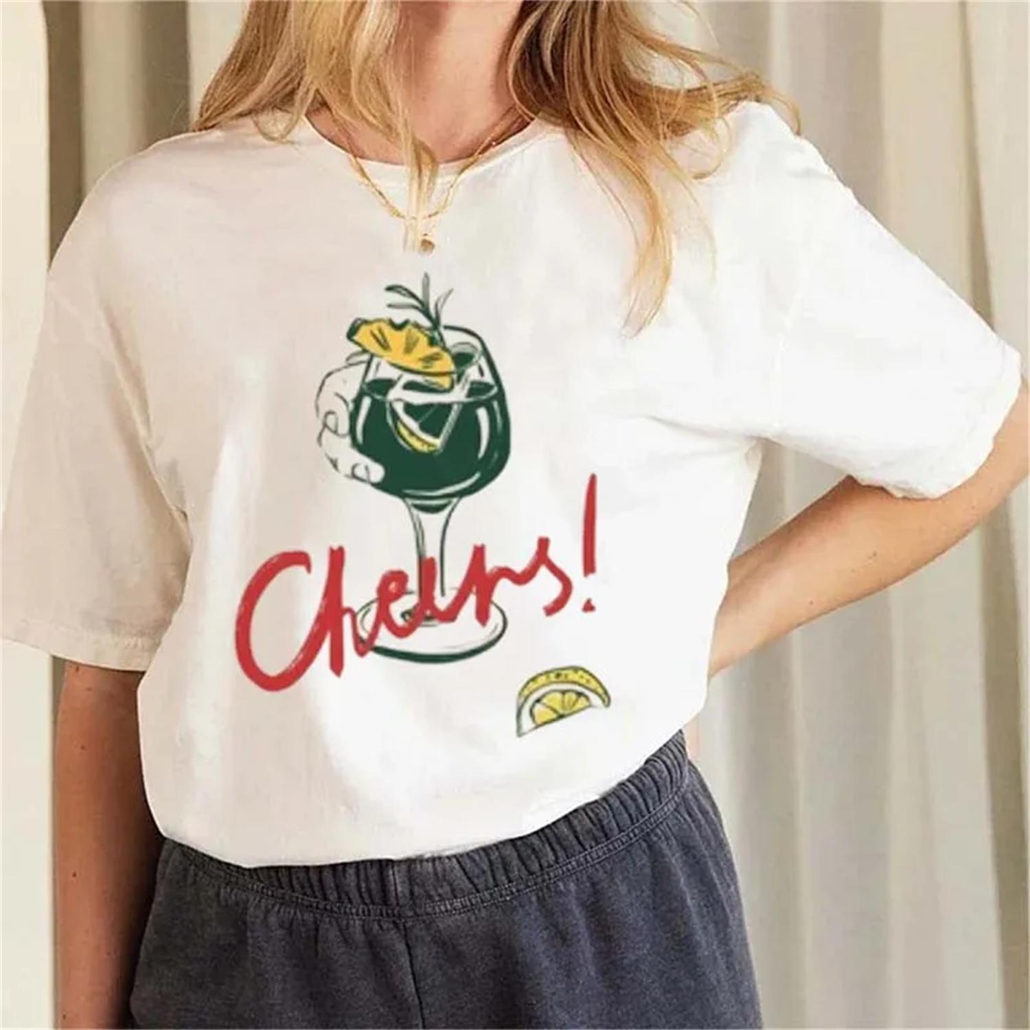 

Trendy Short Sleeved Women s Cocktail Printed Fashionable Clothing Pattern Cartoon Women s Casual Style Round Neck Top T-Shirt XXXXXL білий