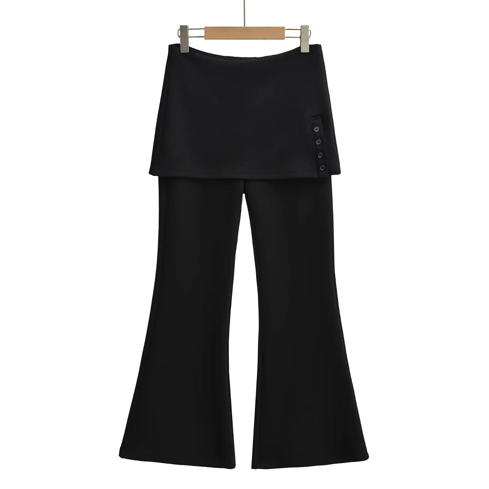 American Spicy Girl High Waist Black Bell Bottom Streetwear Pants Medium чёрный