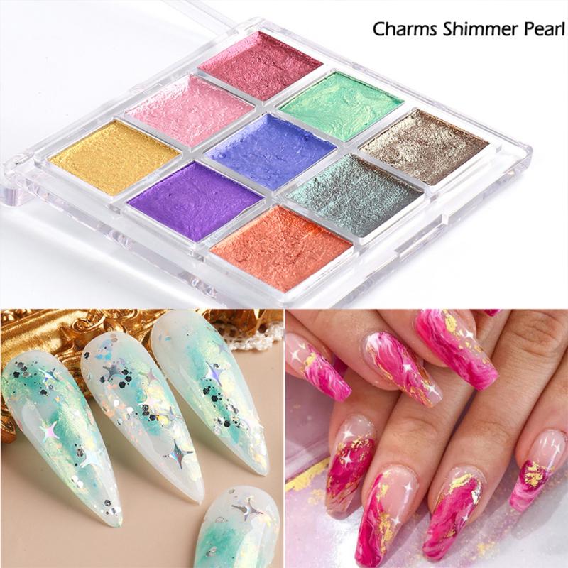 9-color Nail  Art  Solid  Pearlescent  Watercolor  Handmade  Paint  Set Nail Art Drawing Tool