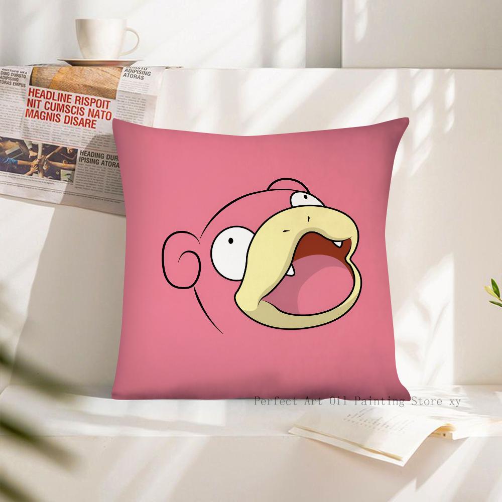 MINISO Pokemon Slowpoke Cute Pillow Case Fashion Square Pillowcase Bedroom Sofa Room Ins Decoration Leisure Cushion Cover