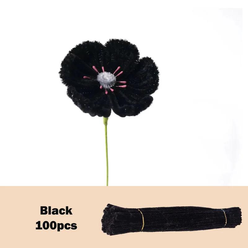 100Pcs Colorful Chenille Stems Pipe Cleaners Plush Tinsel Stem Wired Twist Sticks Hair Strip Diy Craft Educational Toys Handmade