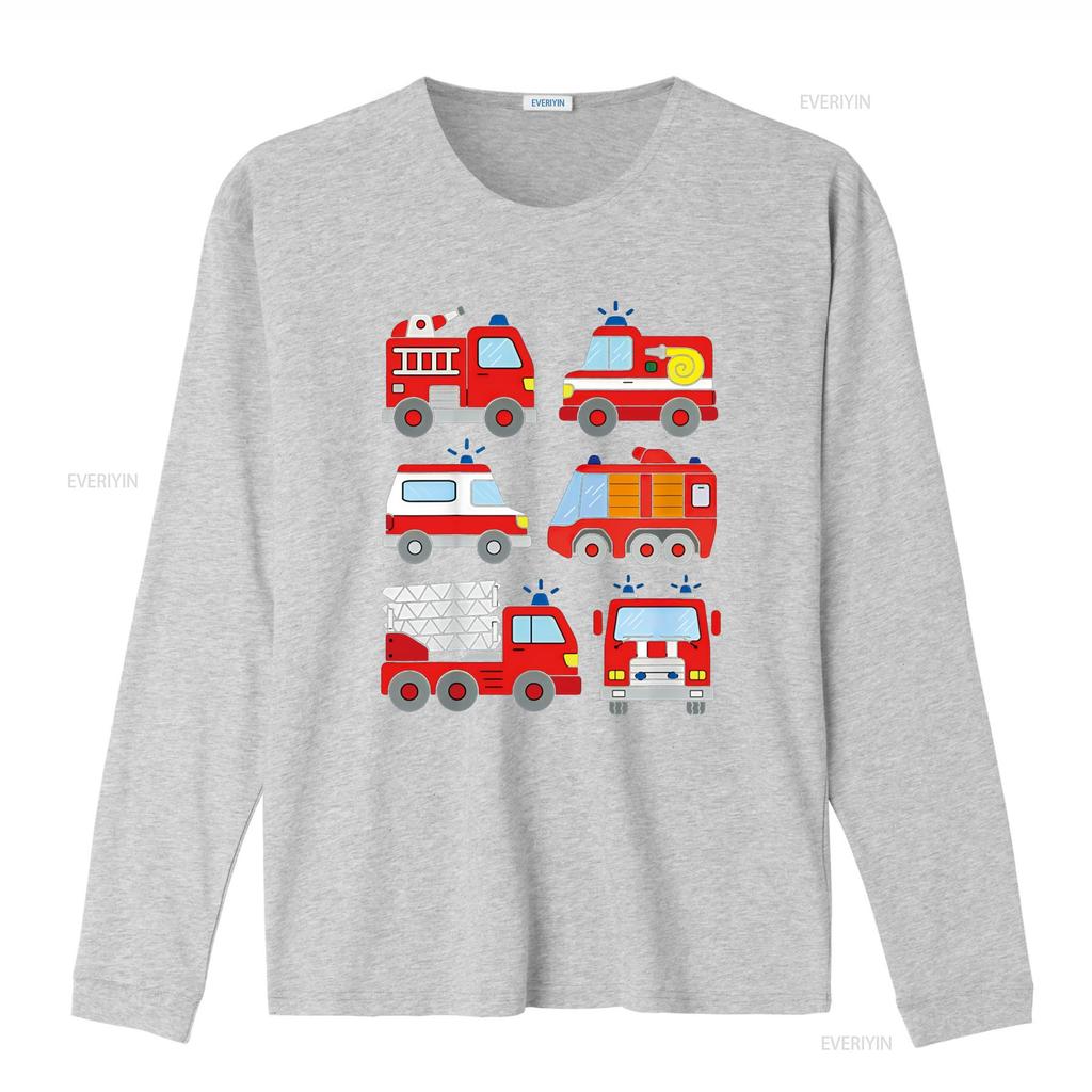 Fire Truck T Shirt Boys Toddlers Emergency Vehicle Vintage Washed Top For Everyday Wear Graphic Fashion Streetwear Soft