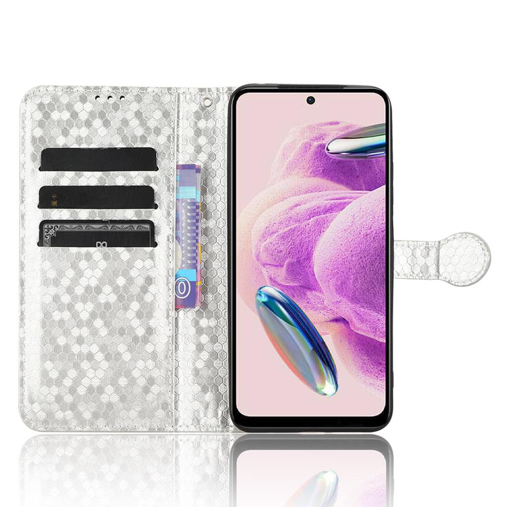 

For Xiaomi Redmi Note 12S 4G Dot Imprinted Phone Stand Cover PU Leather Wallet Phone Case Silver