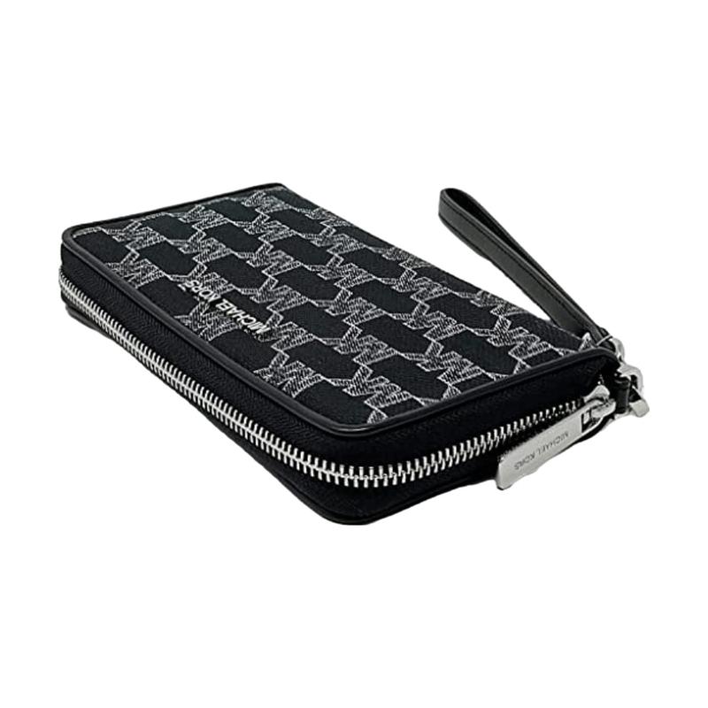 Michael Kors Jet Set Travel Allover Printed Jacquard and Leather Wallet Large Women's Black