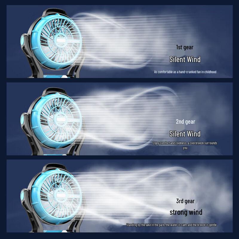 BAIPUXI 12-inch Rechargeable Outdoor Turbine Fan CN Plug (adapter Included)