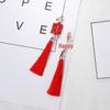 Hanfu-Inspired Red Tassel Clip-On Earrings with Chinese Knot Design