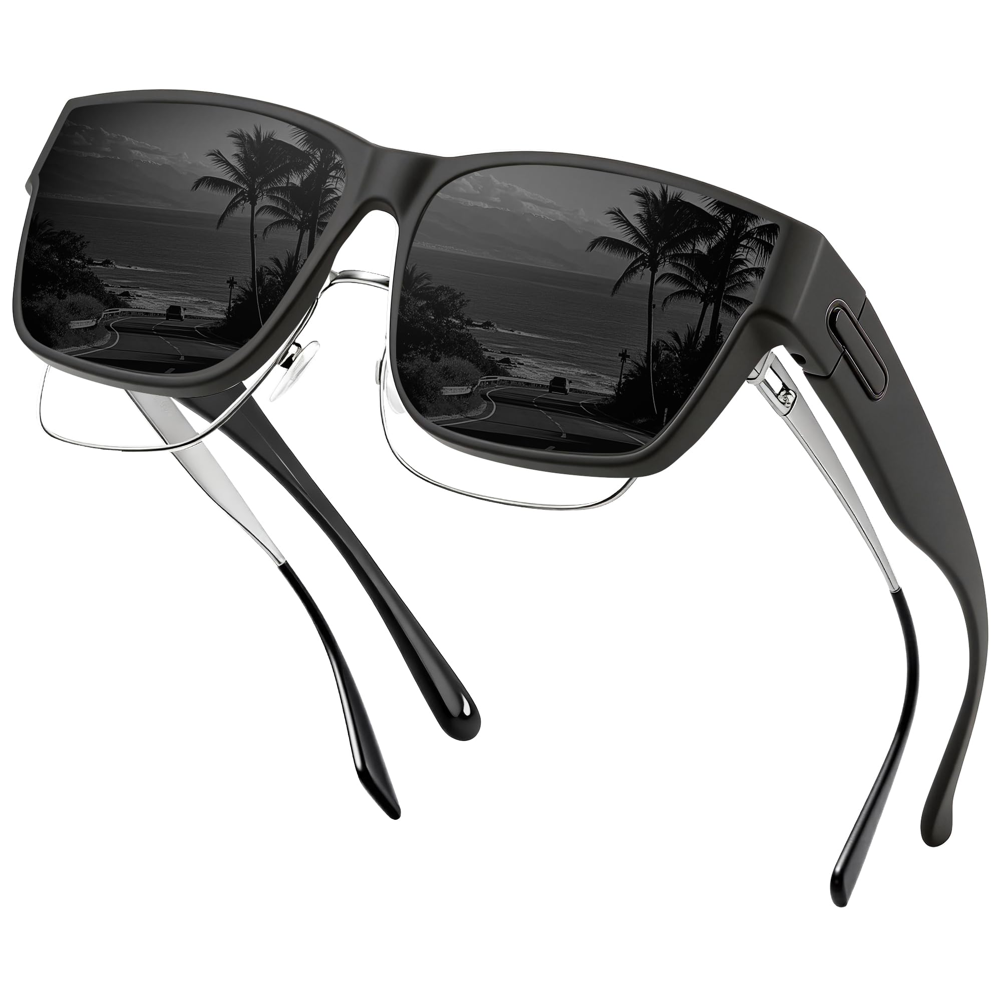 

[Uacllcau] Over-the-Glasses Sunglasses - Polarized - UV400 UV Protection - Sunglasses for Men and Women - Large Size