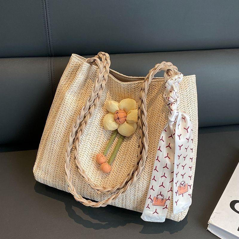 Neue Trendige Gewebte Schulter Damen Tasche Wintermode Stroh Freizeit Tragetasche Handtasche