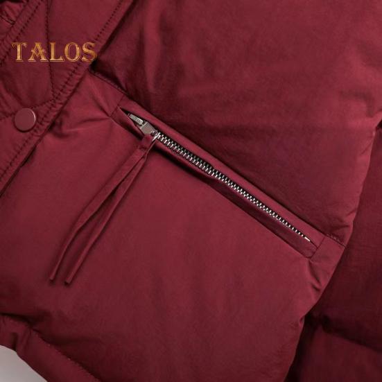 Vinter Dunjakke Fortykket Vattert Ståkrage Store Glidelåslommer Glidelåslukking Vindtett Lange Ermer Varmebevarende Varm Hverdagsovertøy Bomullsjakke