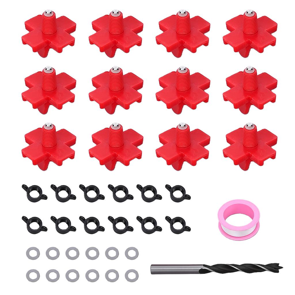 12pcs Chicken Waterer Nipples with Drill Bit Leak Proof Horizontal Side Mount Automatic Poultry Nipples for Ducks Geese