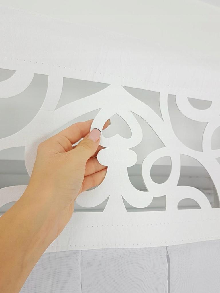 Curtain with openwork panel, white, 200cm