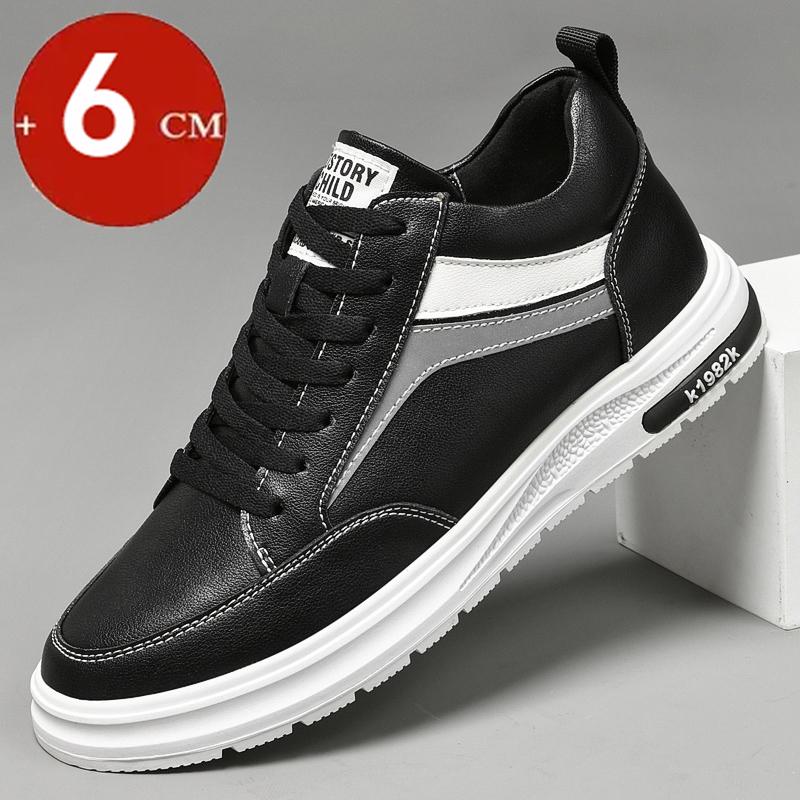 Elevator Shoes Men Heightening Shoes Genuine Leather Height Increase 6-8-10cm Lifting Man Height Increasing Mens Casual Sneakers