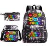 Sprunki Student Starry Sky School Bag Three-piece Rhythm Box Teen Backpack Men's and Women's Casual L