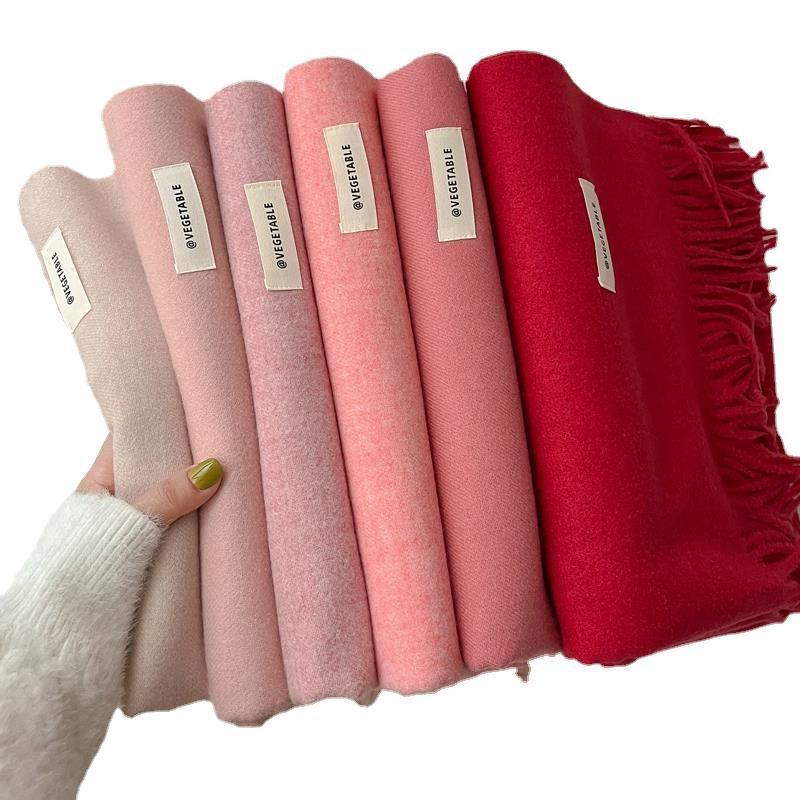 New Imitation Cashmere Scarf Winter Women's Versatile Cute Pink Scarf for Boyfriend and Girlfriend Gift Shawl