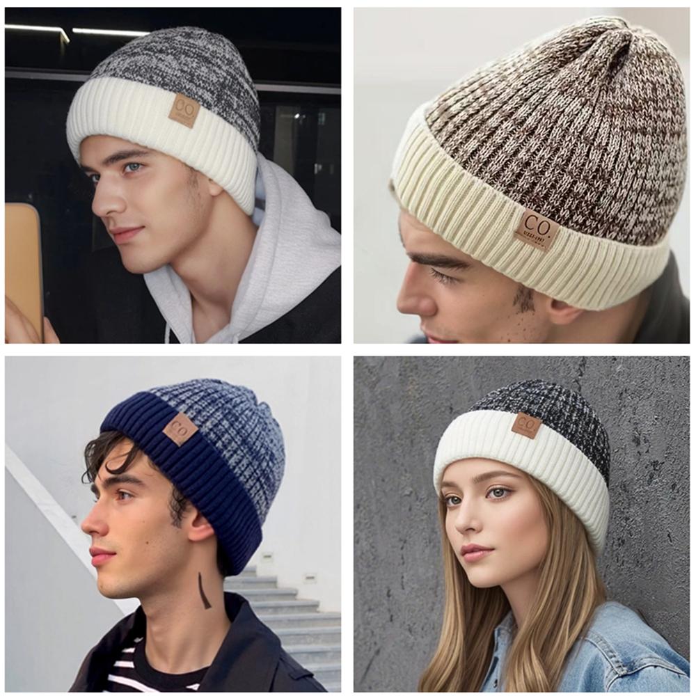 Hot Sale Featured Winter Warm Hats Fleece Lined Color Mixing Beanie Cap For Men & Women Outdoor Classic Chic Knit Hat