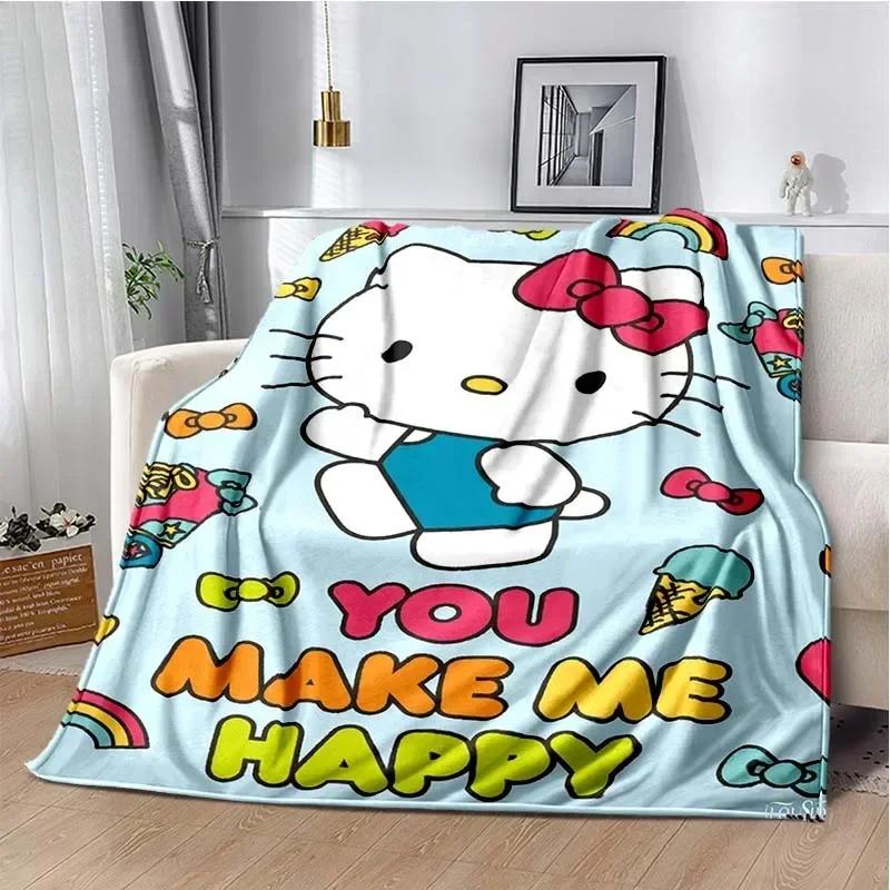 HelloKitty Cartoon Anime Kawaii Blanket for Kids Super Soft Cute Blanket for Travel Bedding Couch Sofa Bed Blanket Birthday Gift