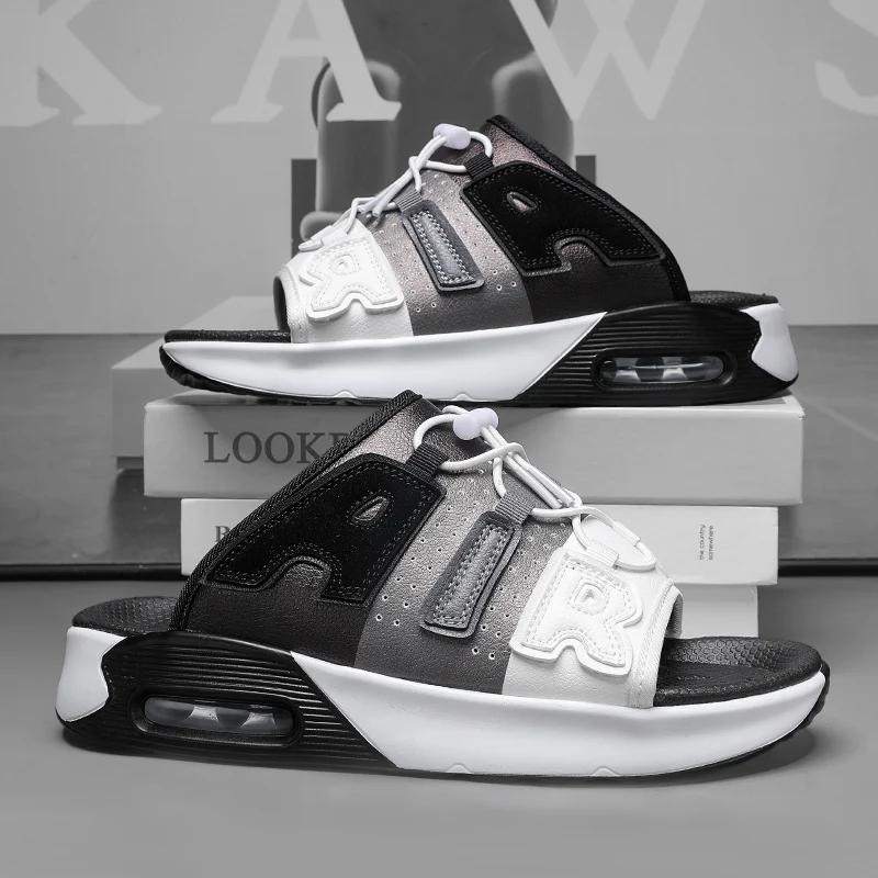 

Новые последние летние сандалии для отдыха на воздушной подушке с противоскользящим покрытием для мужчин, универсальные модные пляжные туфли из искусственной кожи, размер 39-44 44