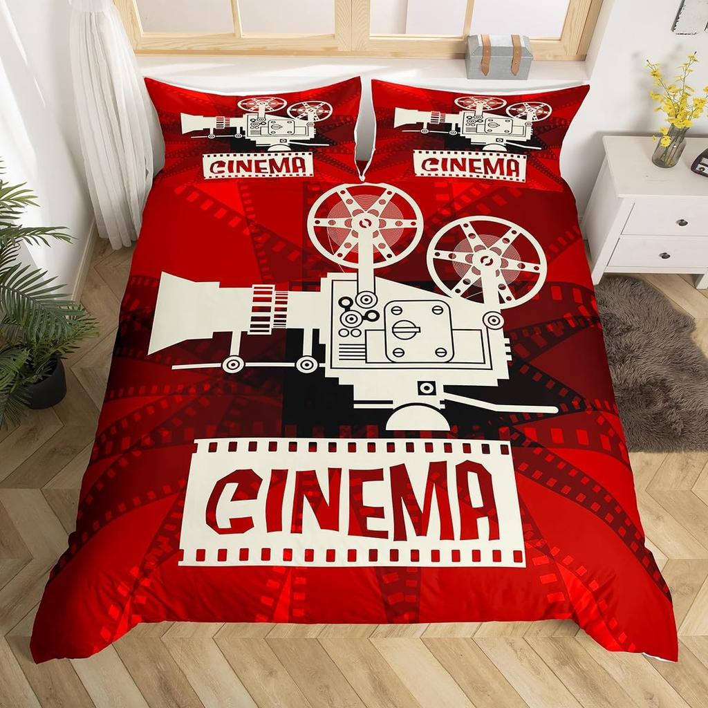 Film Theme Bedding Set Cinema Movie Theater Comforter Cover Twin Queen King Cartoon Duvet Cover Cinema Poster Design Quilt Cover