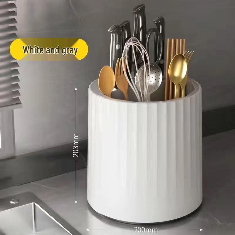 Rotatable Kitchen Organizer: Chopstick & Knife Holder with Countertop Drainer