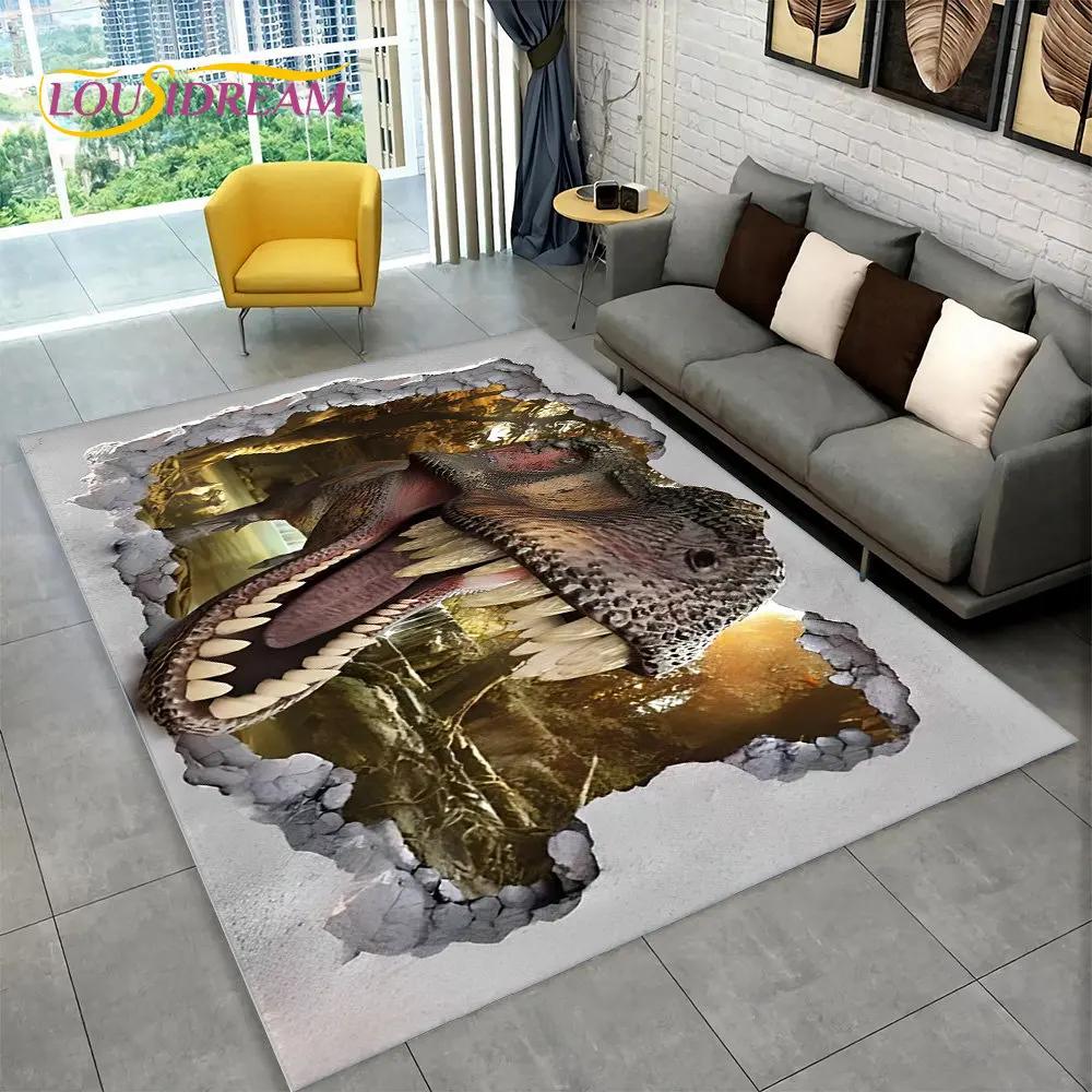 Koberec 3D vizuální iluze pro dinosaury,Koberec pro domácí obývací pokoj Ložnice Pohovka Herna Dekor rohožky,Kid protiskluzové podlahové rohože