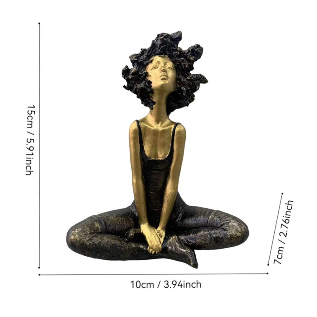 Girl Sculpture Decor Afro Girl Modern Art Figurine Resin Statue Artwork For Bedroom Living Room Study Bookshelf Dorm Apartment