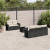Vidaxl 6-Cz. Garden Furniture Set With Cushions, Black Poly Rattan