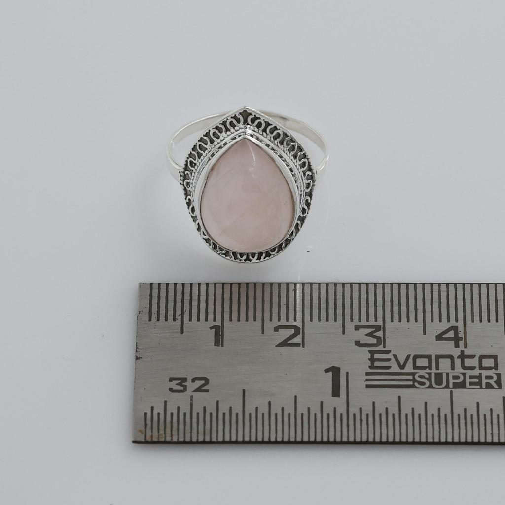 Rose Quartz Silver Ring, Silver Jewelry, 925 Sterling Silver Handmade Jewelry, Women Silver Ring