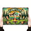 1PC Retro Campsite Scene Wall Art  Colorful VintageStyle Sign for BarCafeHouse or Farmhouse  Nostalgic OutdoorThemed Decor