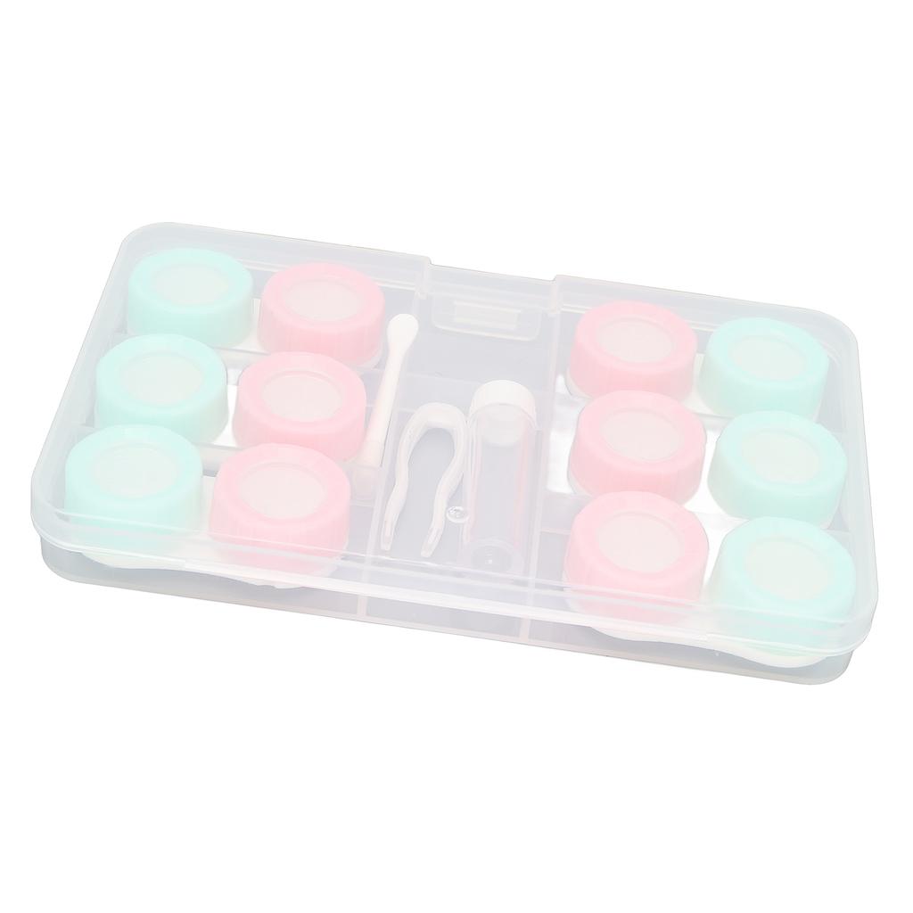 Contact Lens Case Professional Simple Portable Cosmetic Contact Lenses Box Holder with Nursing Liquid Bottle