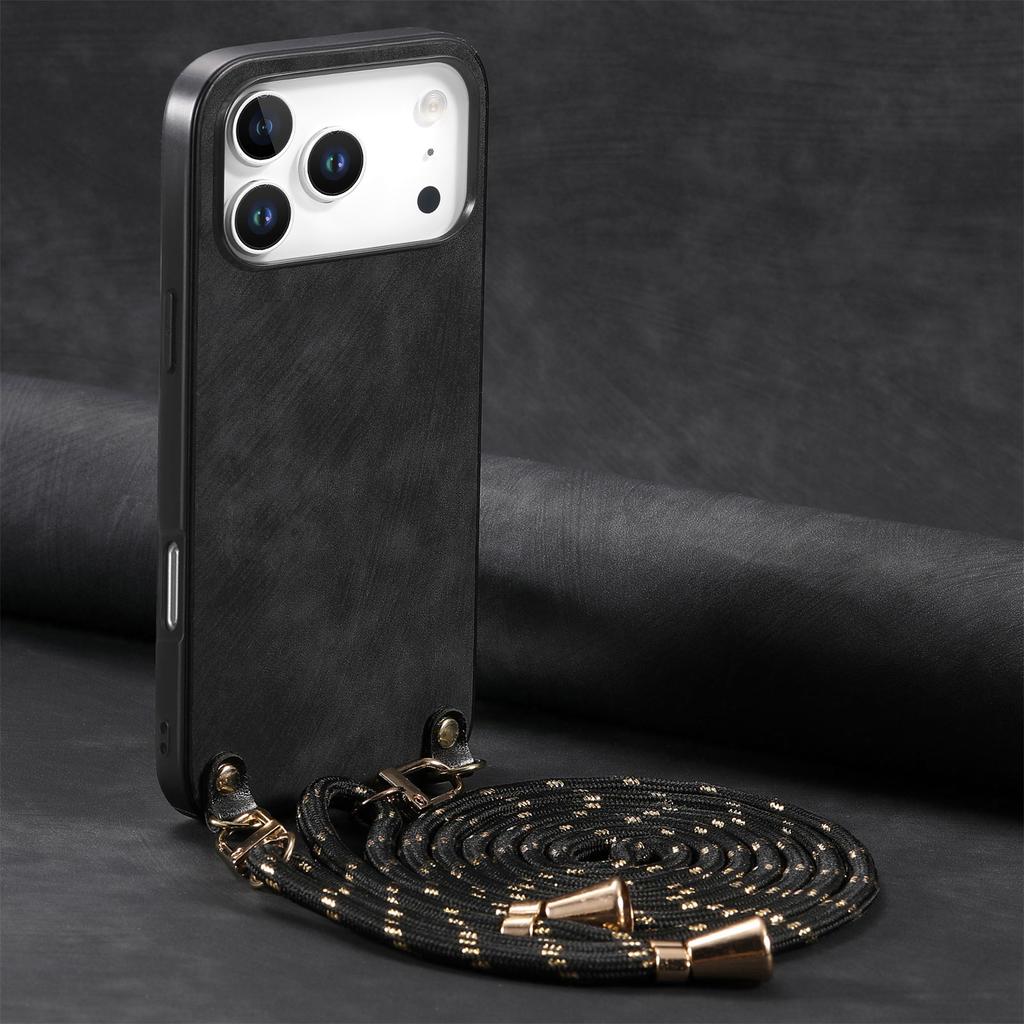 Crossbody Retro Leather Phone Case for iPhone 17 Pro Max 16 Plus 15 14 13 12 11 17Air 16e Long Lanyard Strap Back Cover