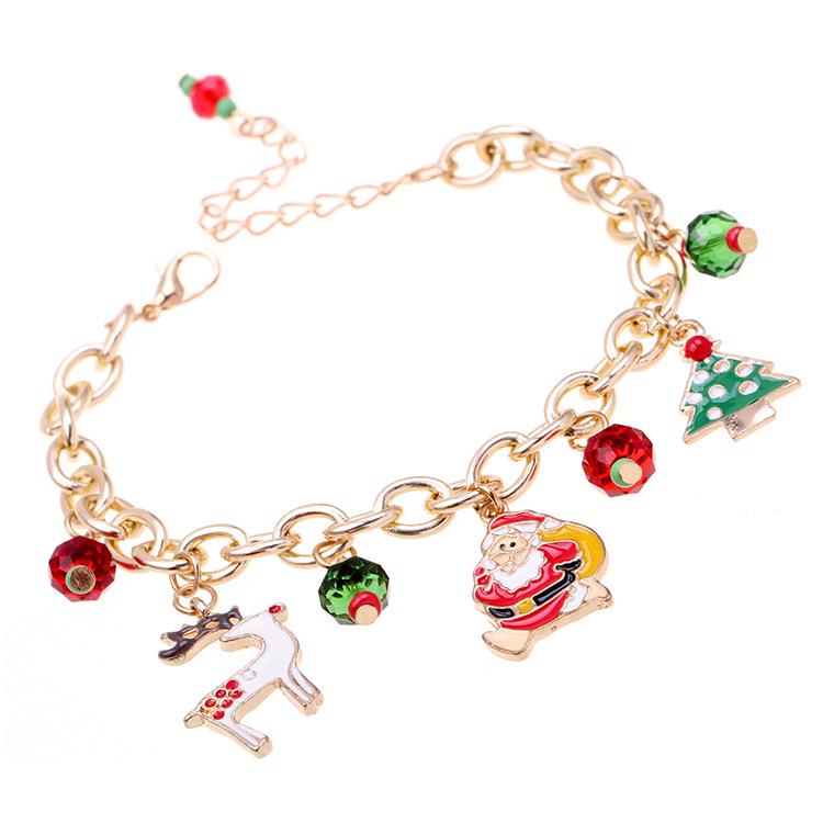 

Santa Claus Alloy Enamel Christmas Tree & Reindeer Bracelet Gift