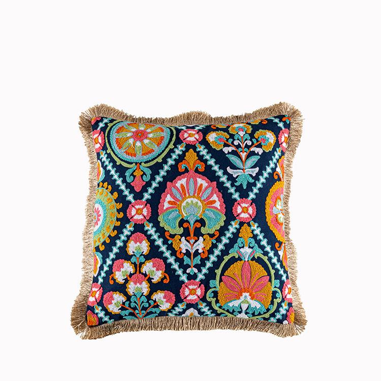 Ins Style Moroccan Living Room Sofa Handmade Pillow Case Indian B&B Embroidered Pillow Exotic Ethnic