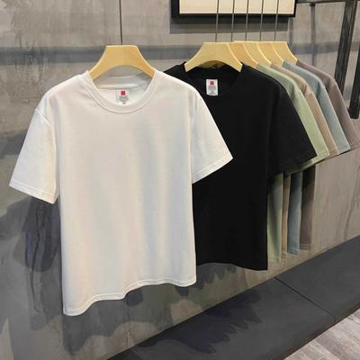 Algodão Puro Manga Curta Gola O Estampada Verão Confortável Camiseta Masculina