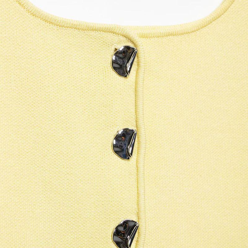 Kaslead New Arrival Women's Clothing Fashion Style Fashion Minimalist Plain Stitch Round Neck Shoulder Strap Tops 5536038