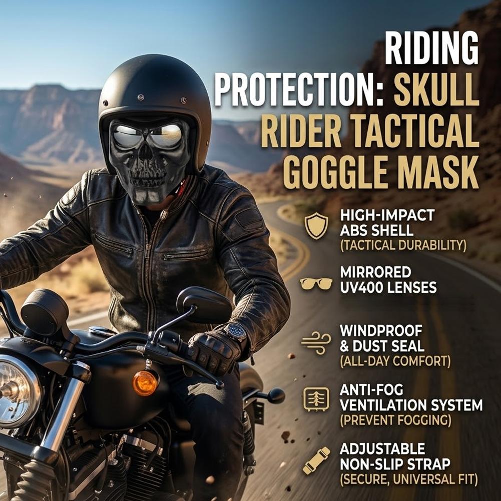 Motorcycle Goggles Face Shield Skull Mask with Goggles Full Face Tactical Mask for Motocross Helmet Moto Ghost Decor Accessories