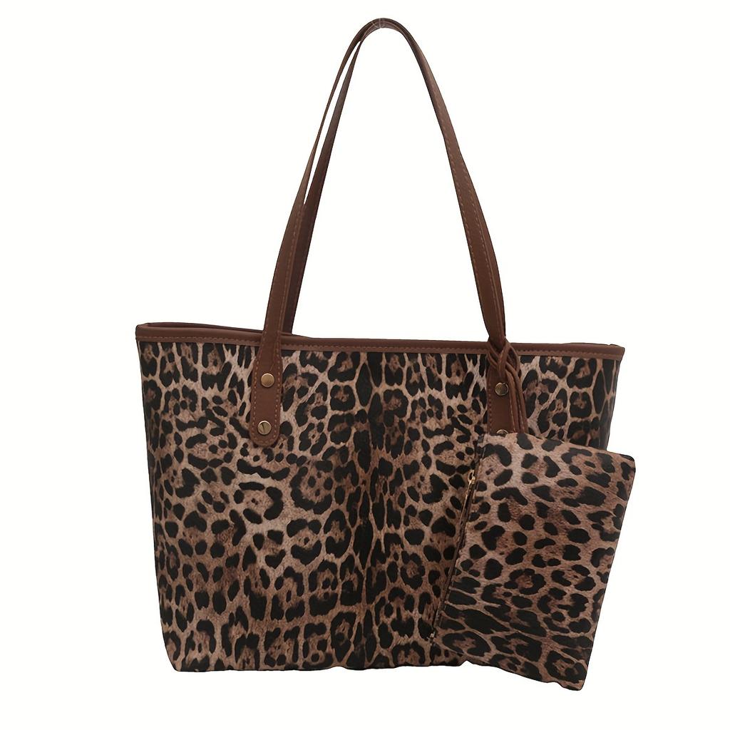 European And American Large Capacity Fashionable Ins Personality Leisure Autumn New Leopard Print Suit Shoulder Tote Bag